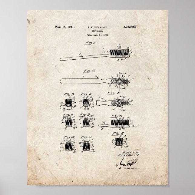 Tandborstpatent - gammalt utseende poster (Framsidan)