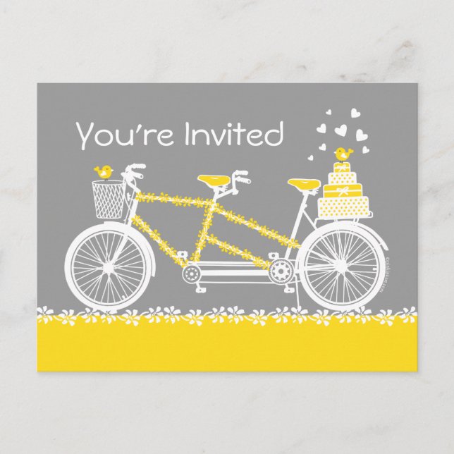 Tandem Bicycle Anpassningsbar Doran Postcards Inbjudan Vykort (Framsida)