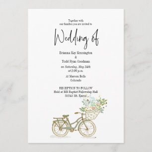 Tandem Bicycle Avslappnad Wedding Inbjudan om foto