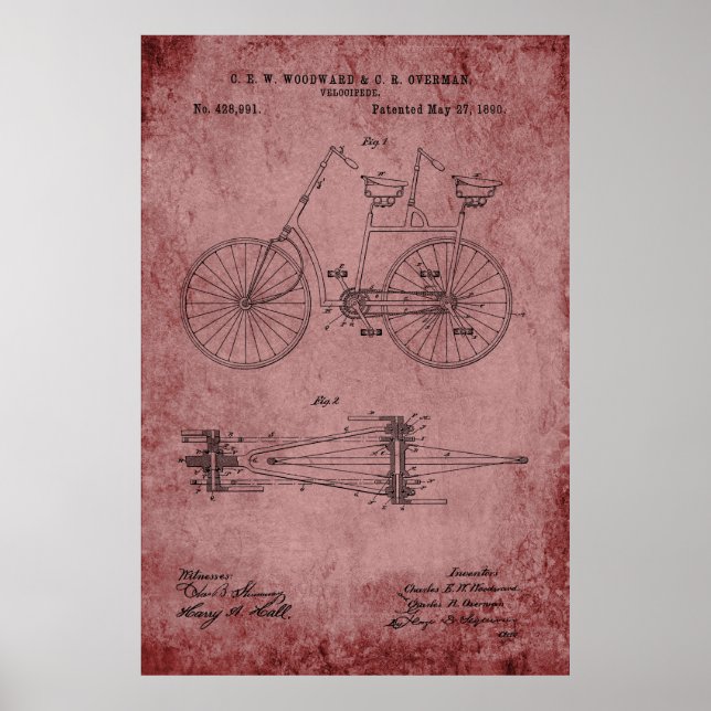 Tandem Bicycle Blueprint Poster (Framsidan)