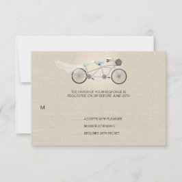 Tandem Bicycle Bröllop Faux Linen OSA Kort