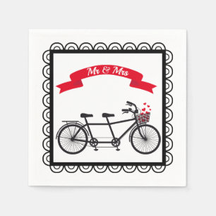 Tandem Bicycle Bröllop Napkin Pappersservett