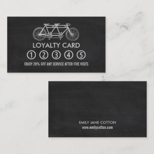 Tandem Bicycle Chalkboard, Antique Dealer Business Lojalitetskort