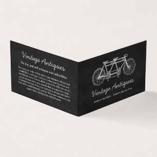 Tandem Bicycle & Chalkboard, Antique Dealer Visitkort