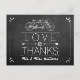 Tandem Bicycle Chalkboard Typography Bröllop Vykort