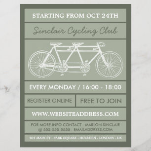 Tandem Bicycle, Cycling Klubb Advertising Flyer