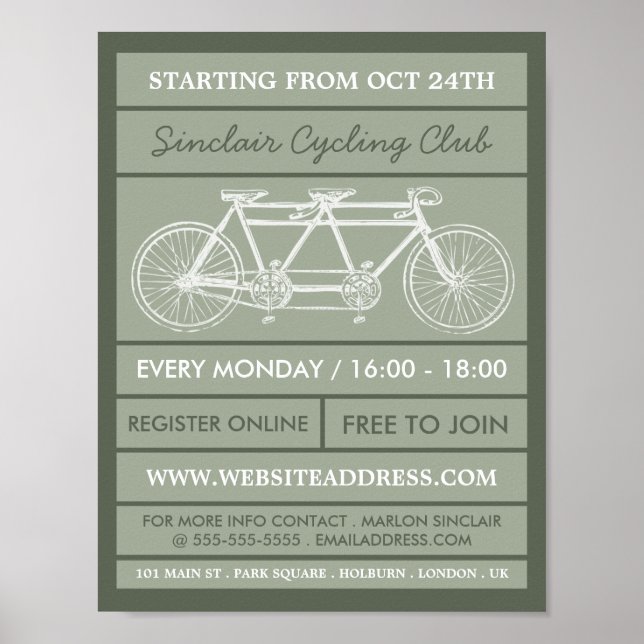 Tandem Bicycle, Cycling Klubb Advertising Poster (Framsidan)