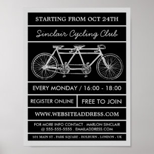 Tandem Bicycle, Cycling Klubb Advertising Poster