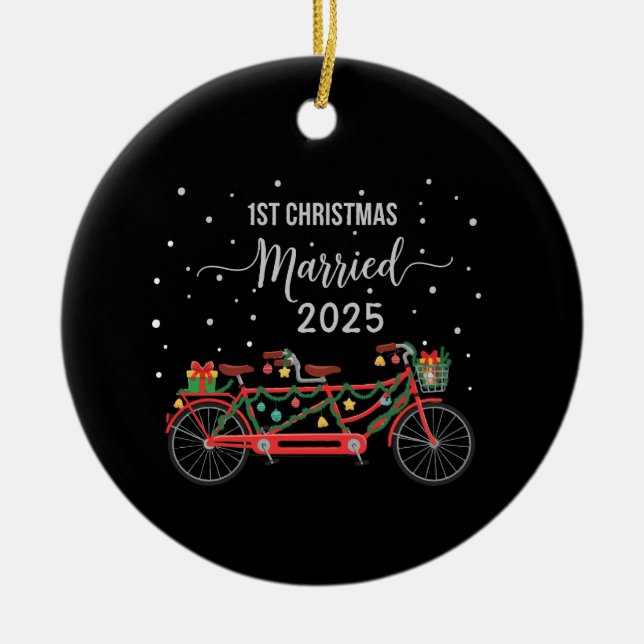 Tandem Bicycle, gift 2025 Julgransprydnad Keramik (Framsidan)