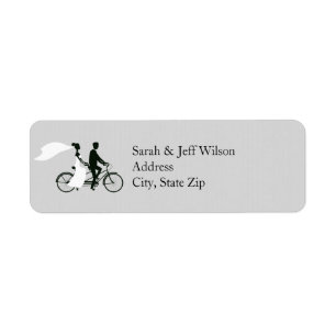 Tandem Bicycle Grått Bröllop Returetiketter Returadress Etikett