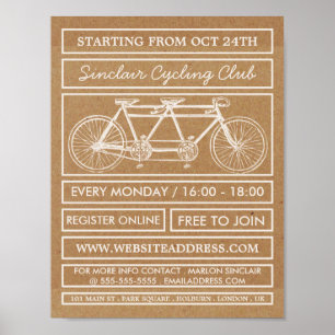 Tandem Bicycle, Kraft Cycling Klubb Advertising Poster