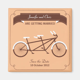 Tandem Bicycle Modern Beige Spara datum Magnet