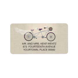 Tandem Bicycle Plum Bröllop Returadress Adressetikett