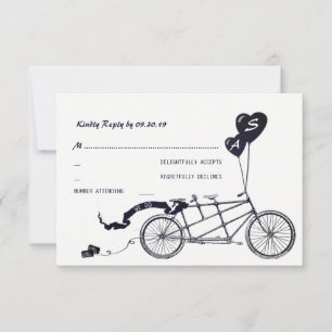 Tandem Bicycle Romantic Avslappnad Bröllop OSA Kort