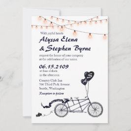 Tandem Bicycle Romantic Avslappnad bröllopsinbjuda Inbjudningar