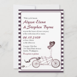 Tandem Bicycle Romantic Avslappnad bröllopsinbjuda Inbjudningar
