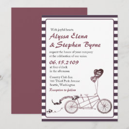 Tandem Bicycle Romantic Avslappnad bröllopsinbjuda Inbjudningar