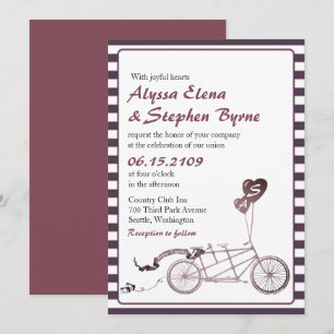 Tandem Bicycle Romantic Avslappnad bröllopsinbjuda Inbjudningar