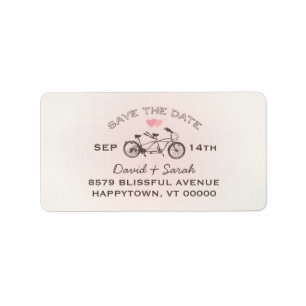 Tandem Bicycle Save Date-etikett Adressetikett