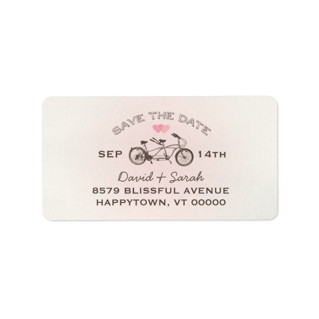 Tandem Bicycle Save Date-etikett Adressetikett (Framsidan)