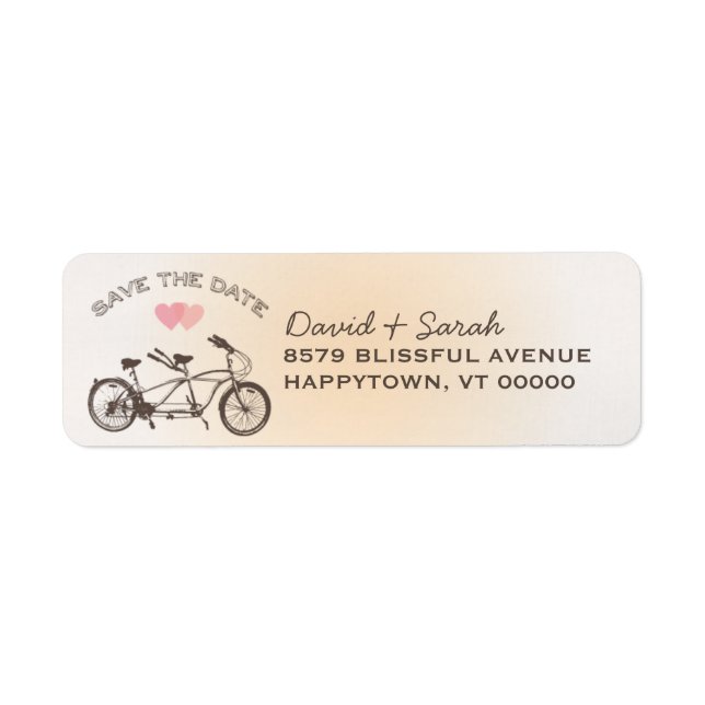 Tandem Bicycle Save Date-etikett Returadress Etikett (Framsidan)