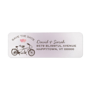 Tandem Bicycle Save Date-etikett Returadress Etikett