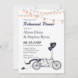 Tandem Bicycle String Ljus Rehearsal Dinner Inbjudningar