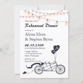 Tandem Bicycle String Ljus Rehearsal Dinner Inbjudningar