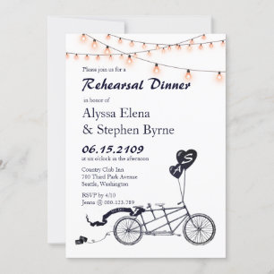 Tandem Bicycle String Ljus Rehearsal Dinner Inbjudningar