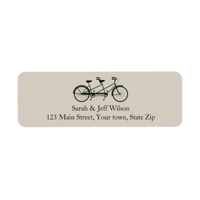 Tandem Bicycle Taupe-Returetiketter Returadress Etikett (Framsidan)