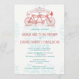 Tandem Bicycle / Tillsammans är vi EN Bröllop Inbjudningar