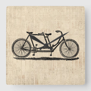Tandem Bicycle Two Person Bicycle Antique Bike Fyrkantig Klocka