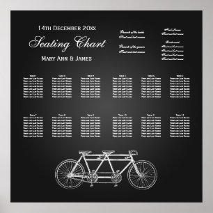 Tandem Bike Black i bröllop Poster