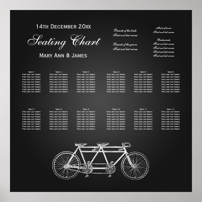 Tandem Bike Black i bröllop Poster (Framsidan)