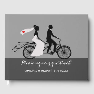 Tandem Bike Bride and Groom Personlig Bröllop Gästböcker