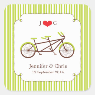 Tandem Bike (Grönt Rand) - favoritmärke Fyrkantigt Klistermärke