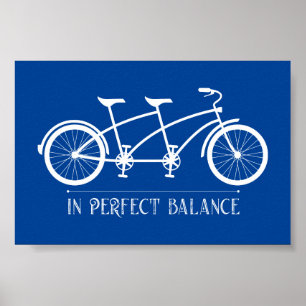 Tandem bike in Perfekt Balance Blue White Poster