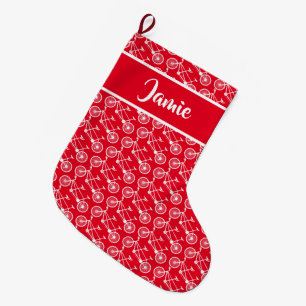 Tandem Bike Rider White Bicycles Patterned Stor Julstrumpa