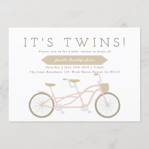 Tandem Bike Twillingar Babykläder Inbjudningar