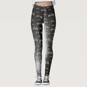 Tandem Bikes Mönster Roligt Bicycle Patterned Leggings