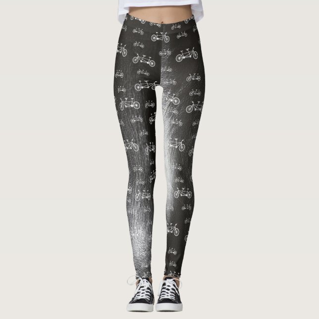 Tandem Bikes Mönster Roligt Bicycle Patterned Leggings (Framsida)