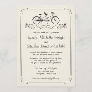 Tandem Cycle Vintage White Bröllop Inbjudningar