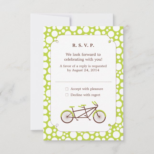 Tandem cykel (gröna prickar) RSVP OSA Kort (Framsida)