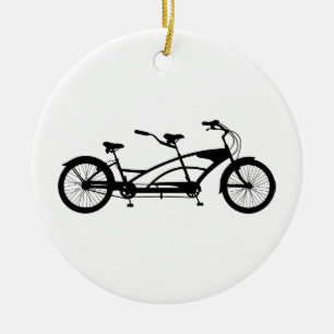 Tandem cykel julgransprydnad keramik