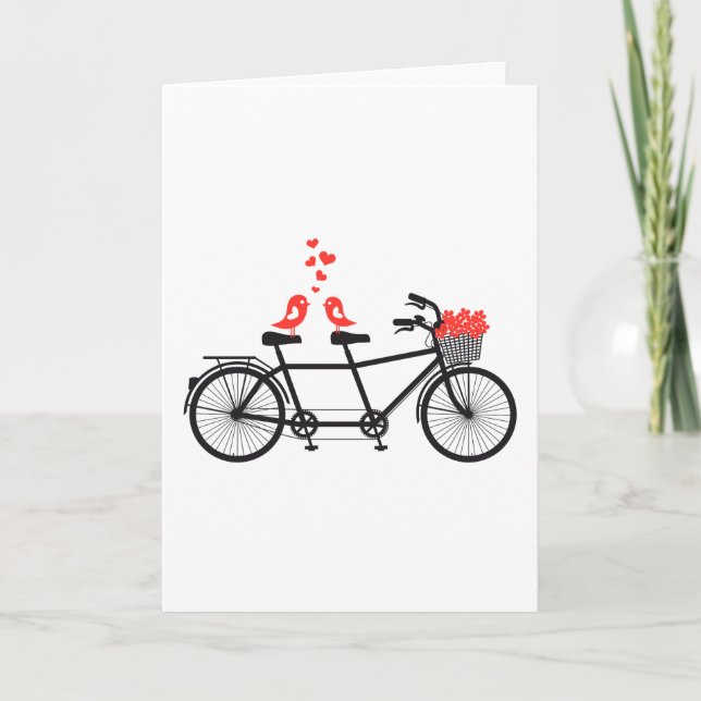 tandem cykel med gullig love birds kort (Framsida)
