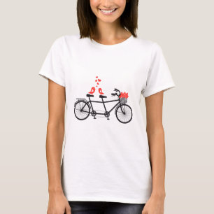 Tandem-cykel med söt love birds t shirt