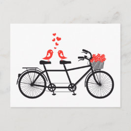 Tandem-cykel med söt love birds vykort
