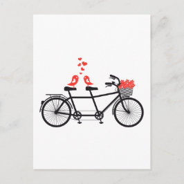 Tandem-cykel med söt love birds vykort