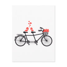 Tandem-cykel med söt love birds