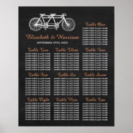 Tandem-cykel på sätesschemat Bröllop i schalkboard Poster